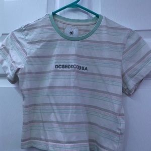 Solid White w/ Pink&Green Stripped DC Crop